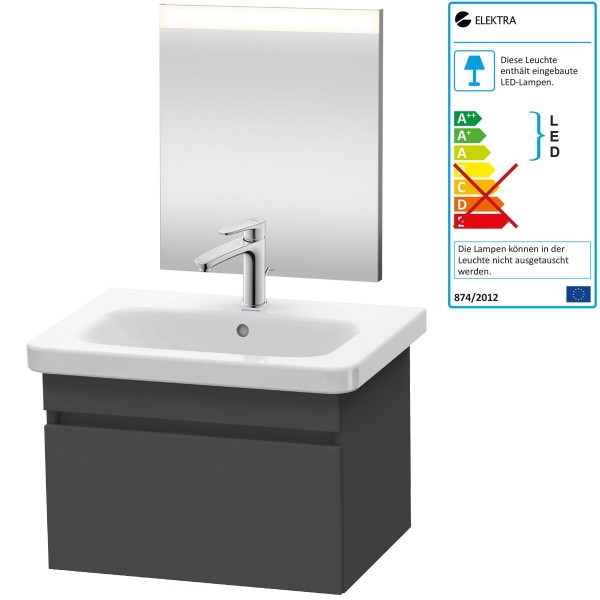 Duravit Better Badmöbel-Set 650 mm Spiegel Armatur Waschtisch inkl. Unterschrank Graphit Matt