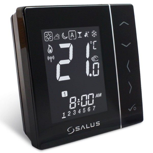 Salus VS20BRF 4 in 1 digitaler Raumthermostat Funk 112622 Schwarz batteriebetrieben