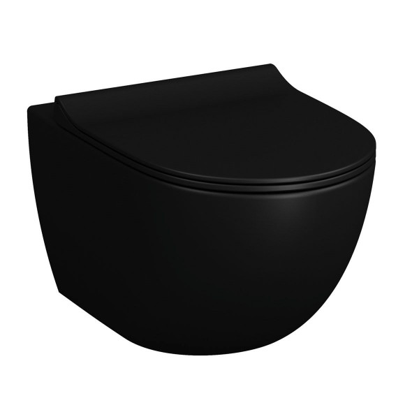 Vitra Sento Wandtiefspül-WC 7748B483-0101 spülrandlos matt schwarz inkl. WC-Sitz