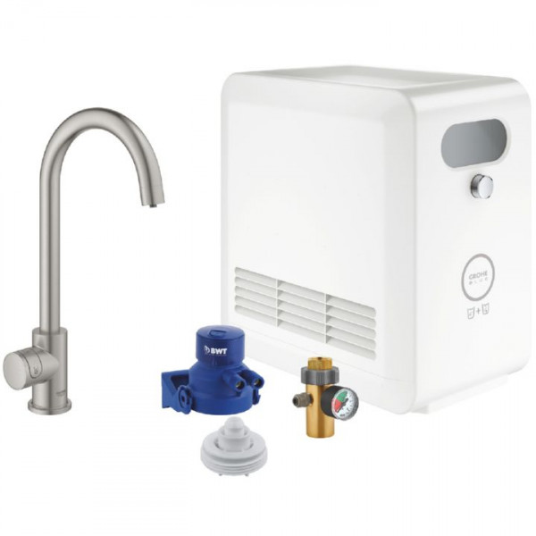 Grohe Blue Professional Starter Kit 31302DC2 Mono-Spültischarmatur Supersteel inkl. Kühler