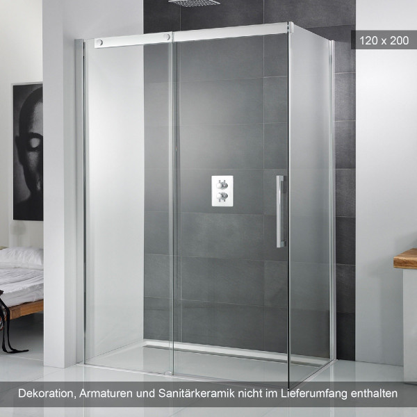 HSK K2P Gleittür 2-teilig mit Seitenwand 120x90cm
