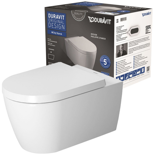 Duravit Me By Starck Rimless Wandtiefspül-WC Set spülrandlos 45290900A1 inkl. WC-Sitz SoftClose