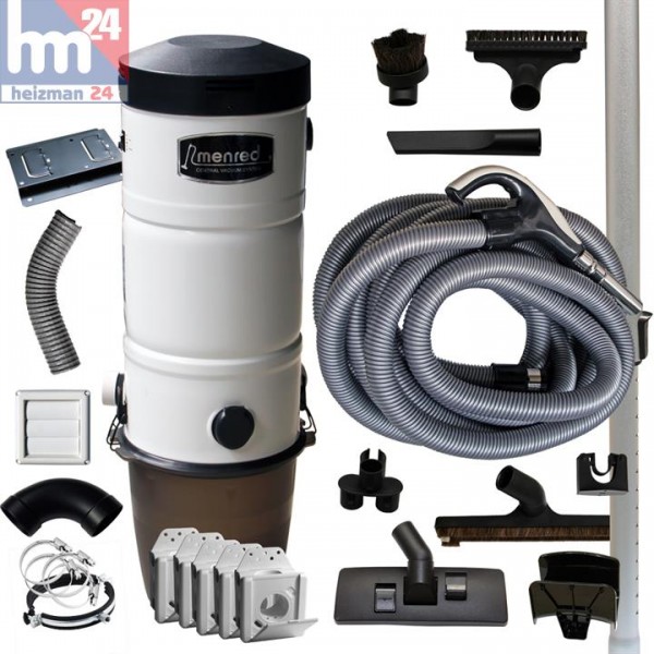 menred Zentralstaubsauger System 1800W inkl. Zubehörpaket A8 und 5x Saugdosen