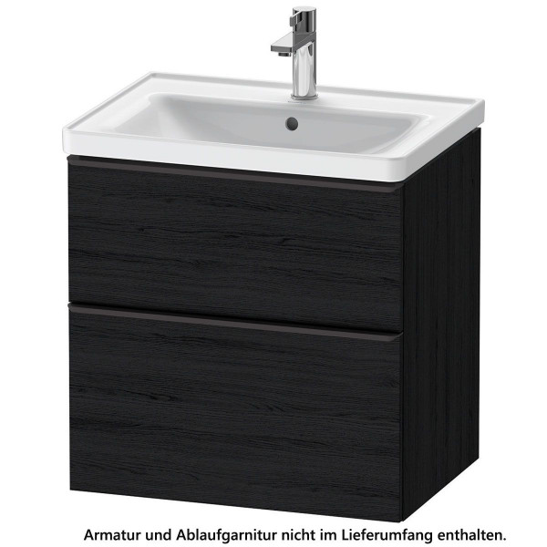 Duravit D-Neo Badmöbel-Set 650 mm Waschtisch Rundspiegel inkl Unterschrank Eiche Schwarz DE010901616