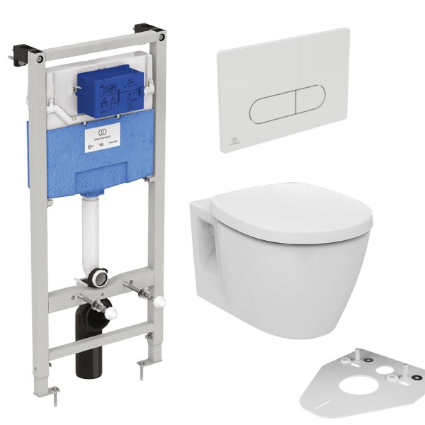 Komplettset Ideal Standard Connect WC ohne Spülrand und WC Sitz mit Softclose Betätigungsplatte Weiß