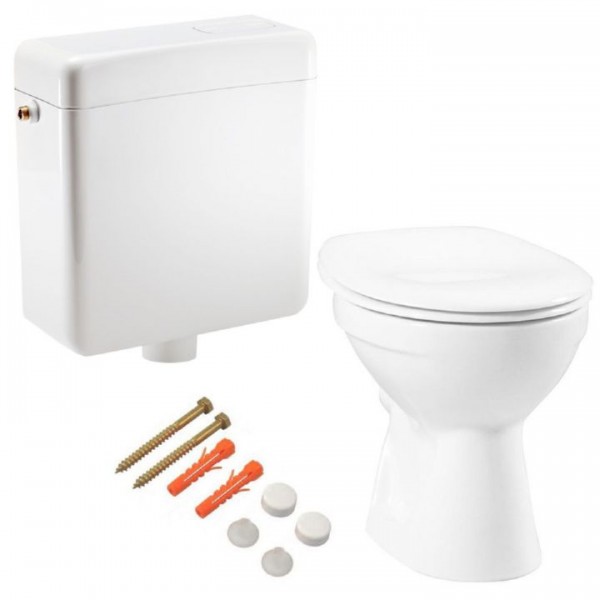 Vitra Norm Standtiefspül-WC inkl. WC Sitz mit Start Stop Spülkasten und Befestigungsset