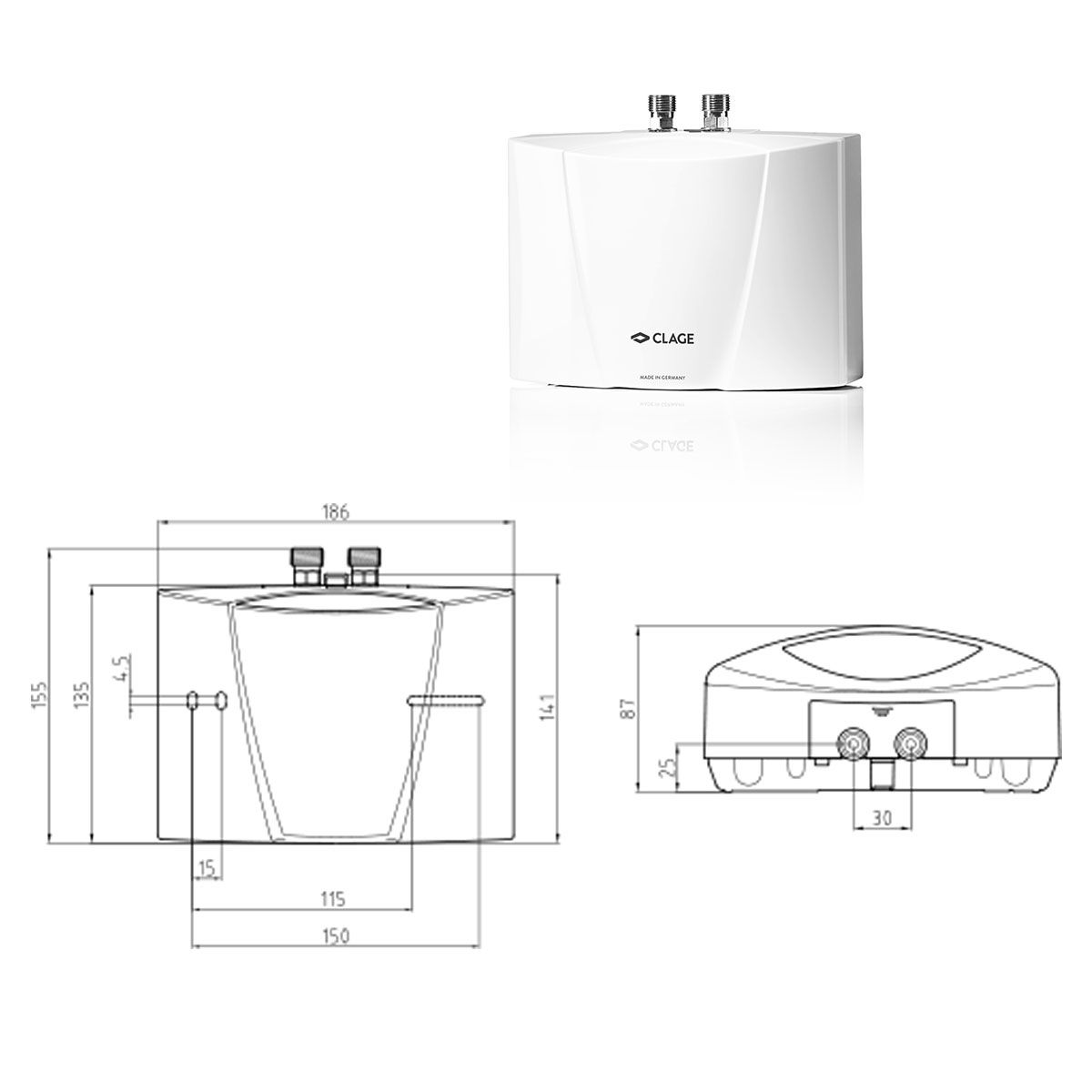 Clage Durchlauferhitzer MBH 7 (EEK: A , Spektrum A nur 207.90 EUR