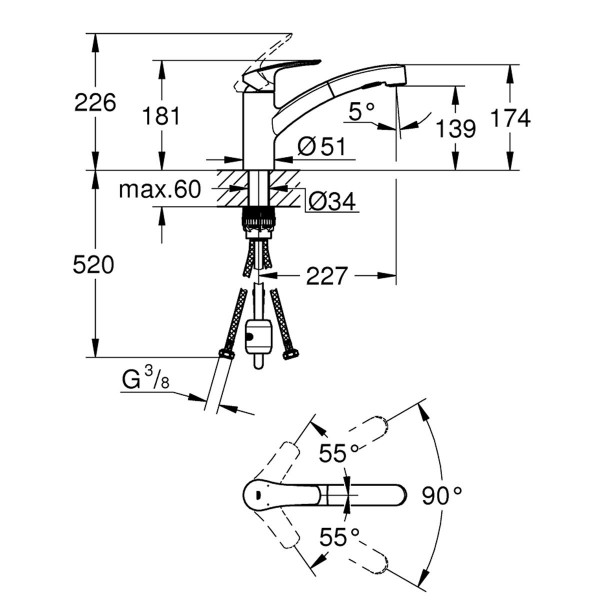 Grohe Eurosmart Einhand Küchenarmatur mit herausziehbare  