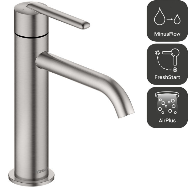 Duravit Balcoon Einhebel-Waschtischmischer Größe M Edelstahl gebürstet BA1023002070