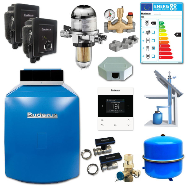 Buderus Paket Logano Plus GB125 Öl Brennwert Kessel 22 kW inkl. RC200.2 und GA-K Schacht 10m