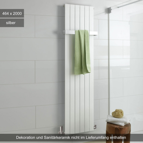 HSK Alto Designheizkörper 464x2000mm silber Mittelanschluss