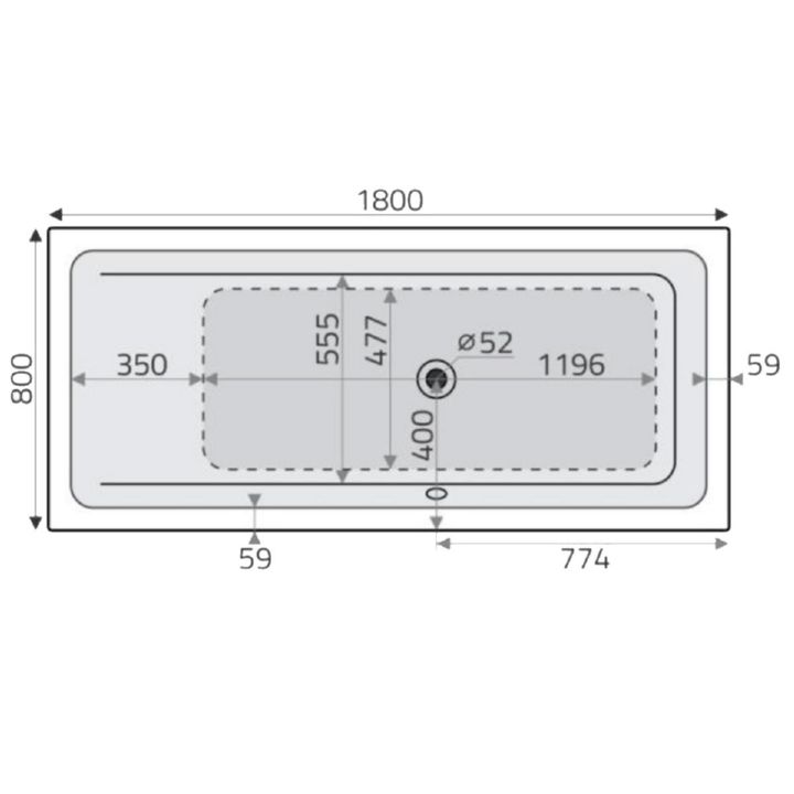 Galatea Beach BH180 Badewanne 180x80cm Überlauf rechts ...