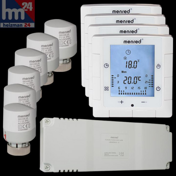 Menred LS6.2 Fußbodenheizung Steuerung Set 11-teilig LS6.2-RC / LS6-BOX-6(2) / SEH35.23