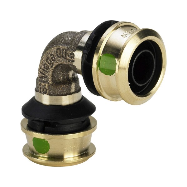 Viega Raxofix Pressfitting Winkelkupplung 20 mm 90° SC-Contur 647018 aus Rotguss.