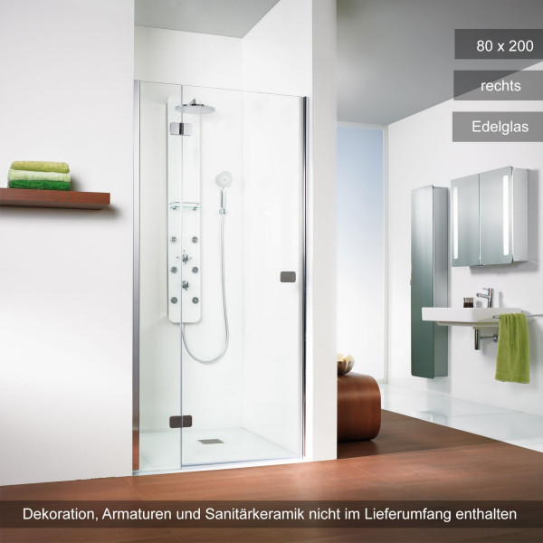 HSK Premium Softcube Drehtür für Nische 80x200cm rechts Edelglas