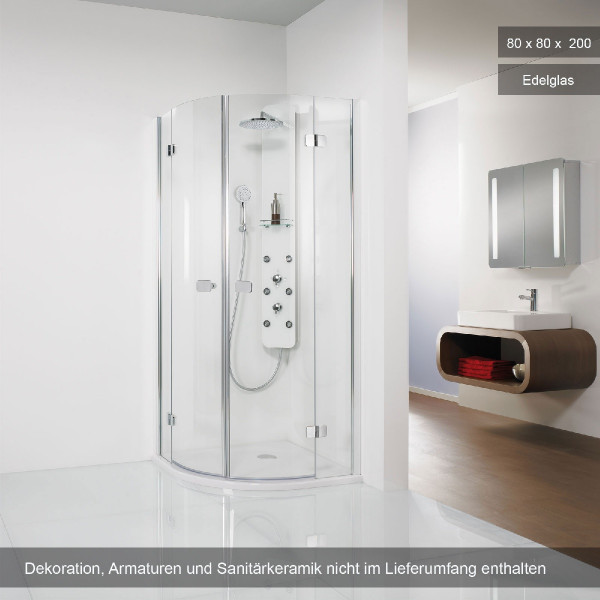 HSK Premium Softcube Runddusche 4-teilig R=50cm 80x80cm Edelglas