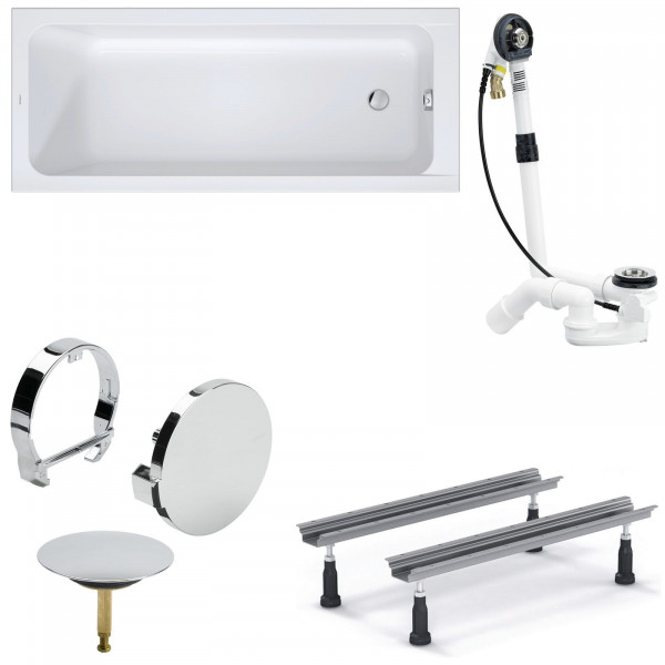 Duravit D-Code Acryl Badewanne 170x70x47 cm inkl. Wannenfuß + Ablauf Multiplex Trio