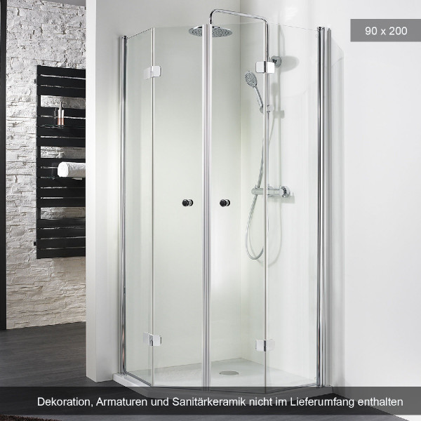 HSK Exklusiv Fünfeckdusche mit Drehfalttür 90x200cm