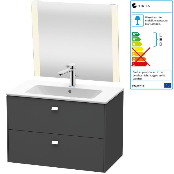 Duravit Best Badmöbel-Set 830 mm Spiegel Armatur Waschtisch inkl. Unterschrank Graphit Matt