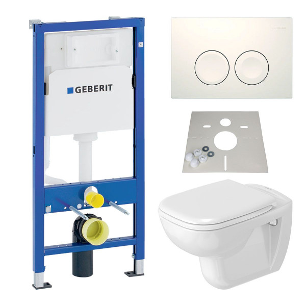 Geberit Duofix Basic UP100 Vorwandelement mit Delta25 weiß + Duravit WC + WC-Sitz