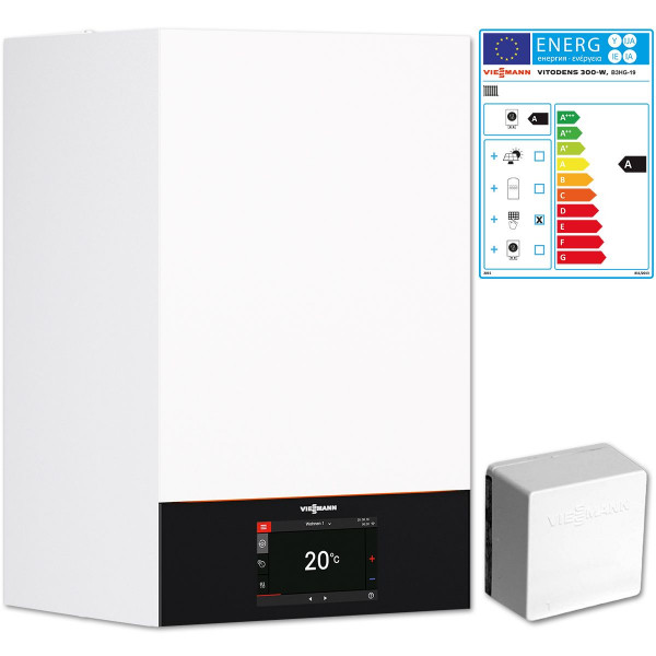 Viessmann Vitodens 300-W Gas Brennwert Therme 19 kW B3HG inkl. Regelung u. Sensor Z022229