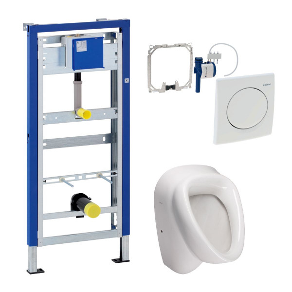 Komplett Set Geberit Duofix Basic mit Urinalsteuerung HyBasic Handauslösung u. Vitra Norm Urinal