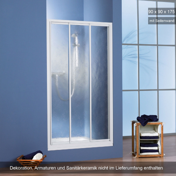 HSK Prima Gleittür für Nische mit Seitenwand 90x90x175cm