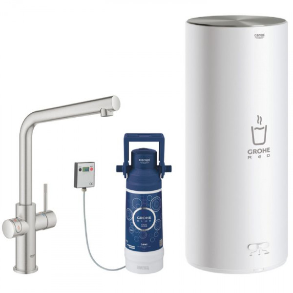 Grohe Red Duo Starter Kit 30325DC1 Einhebel-Spültischarmatur Supersteel inkl. Boiler Größe L