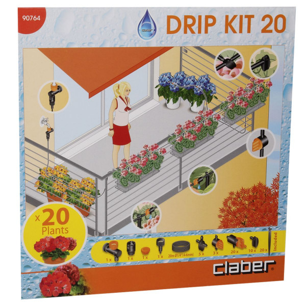 Claber Drip Starter Kit 20 Topfpflanzen Komplettset MicroDrip Pflanzenbew&auml;sserung