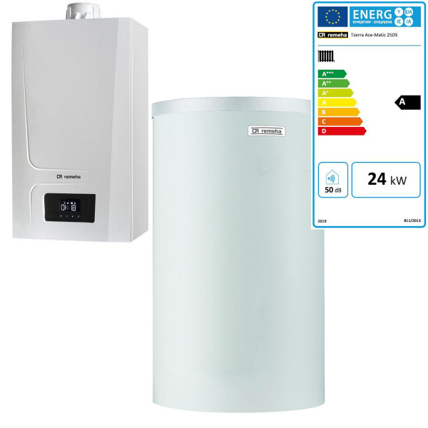 Remeha Gas-Brennwert-Wandheizkessel Tzerra Ace-Matic 25 DS mit Beistellspeicher BL 150-2
