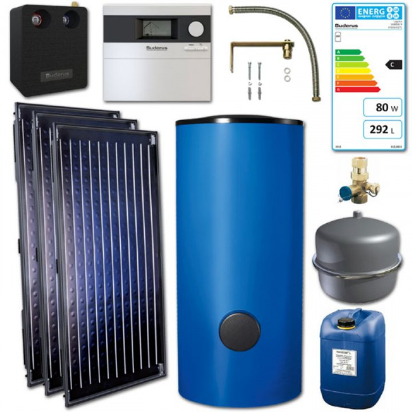 Buderus Logaplus Solar Paket Blau inkl. Flachkollektor u. Speicher 300 Liter