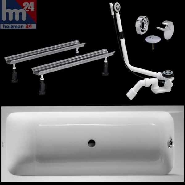 Duravit D-Code Acryl-Badewanne 170 x 70 cm mit Wannenfüße inkl. Ab- und Überlaufgarnitur