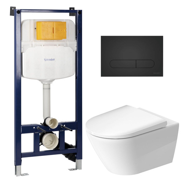Duravit Durasystem Basic WC-Element mit Beta 100 Betätigung Schwarz + D-Neo-WC + WC-Sitz