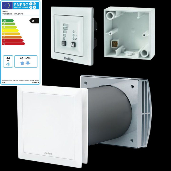 Helios KWL EC 45 EcoVent Verso Lüftereinheit Set 03011 für Hutschiene