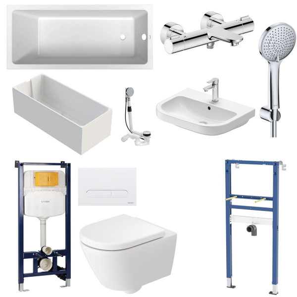 Komplettbad Duravit 1 mit Badewanne, WC & Waschtisch, inkl. Armaturen & Zubehör