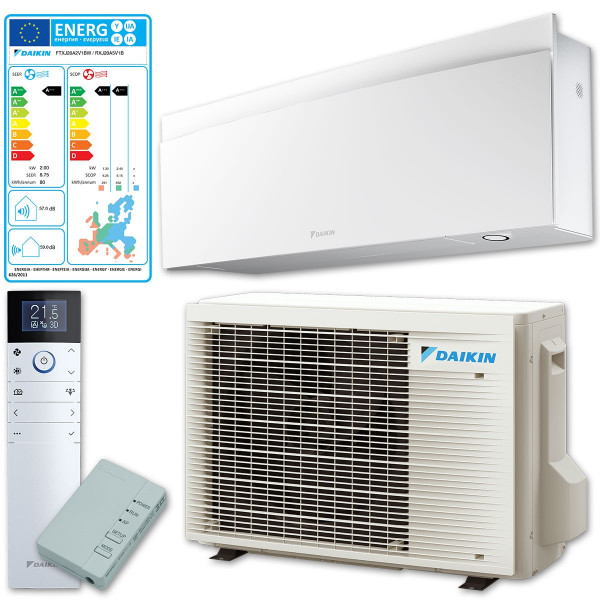 Daikin Emura 3 Klima-Paket Klimaanlage Mono Split 2,0kW FTXJ20AW Mattweiß inkl. Außengerät RXJ20A