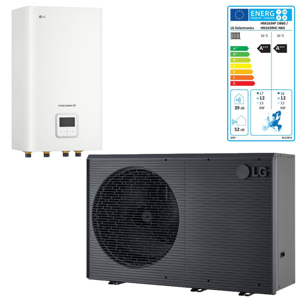 LG Therma V Monobloc R290 Set Wärmepumpe 16,0 kW HM163HFX UB60 mit Hydrobox Innengerät