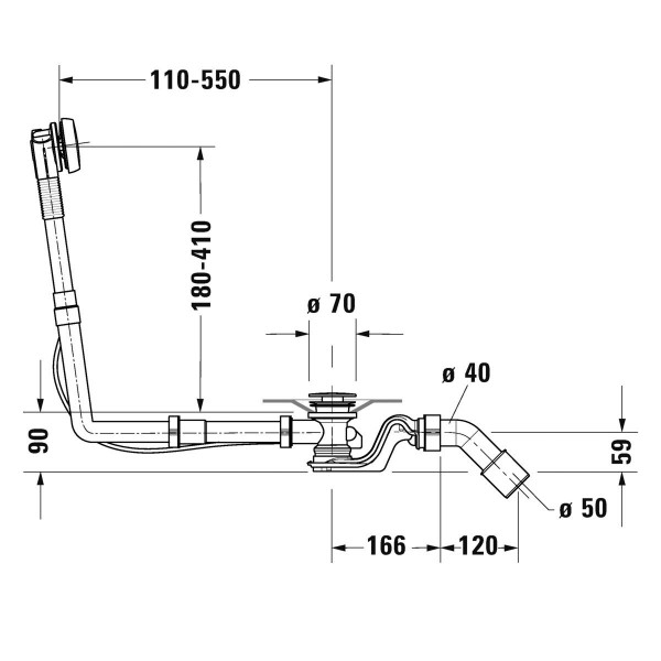 Duravit Ab- und Überlaufgarnitur Quadroval chrom 792216000001000 für Badewanne Happy D.2