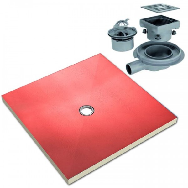 Duschsystem Duschboard 90x90x4,0 cm Duschelement inkl. Ablauf waagerecht