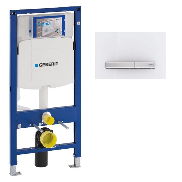 Geberit Duofix UP320 Wand-WC-Montageelement mit Betätigungsplatte Sigma 50 Alpinweiß