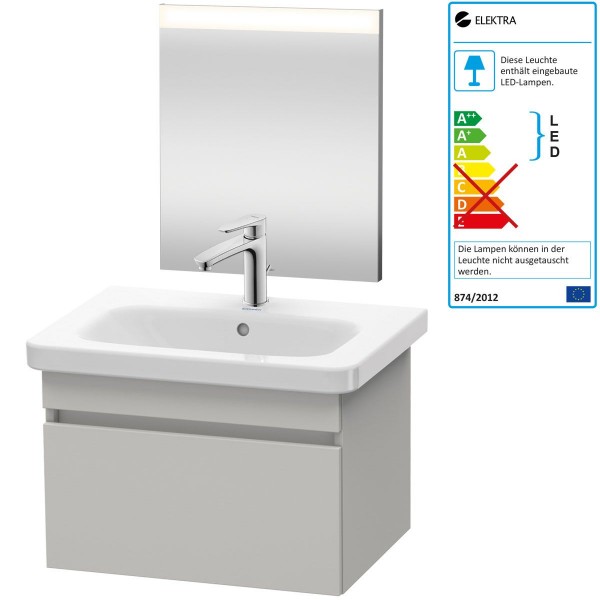 Duravit Better Badmöbel-Set 650 mm Spiegel Armatur Waschtisch inkl. Unterschrank Beton Matt