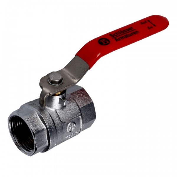 Schlösser Kugelhahn Standard IG 1" Messing matt verchromt Absperrventil Absperrhahn
