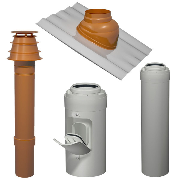Viessmann Abgassystem Paket DN60/100 senkrechte Dachdurchführung Rot Z010443