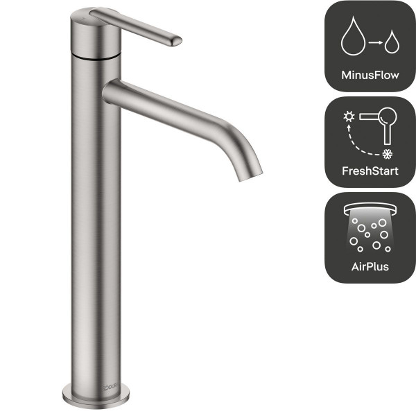 Duravit Balcoon Einhebel-Waschtischmischer Größe XL Edelstahl gebürstet BA1043002070