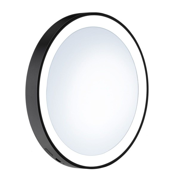 Smedbo OUTLINE Lite Kosmetikspiegel FB625 7-fach mit Saugnapf u. LED schwarz 120 mm