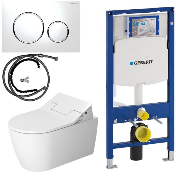 Duravit Geberit Set SensoWash Slim Dusch-WC spülrandlos inkl. Vorwandelement u. Betätigungsplatte