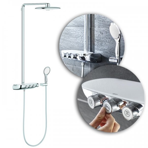 Grohe Duschsystem SmartControl 360 Duo 26250LS0 Moon White inkl. Thermostatarmatur