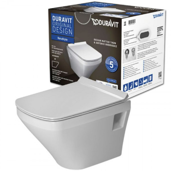 Duravit DuraStyle Rimless Wandtiefspül WC Compact Set spülrandlos 45710900A1 inkl. WC Sitz