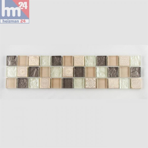 Mosaik Pulau Tuba Glas Naturstein Ornament Effekt Bordüre 29,5 x 7,5 x 0,8 cm