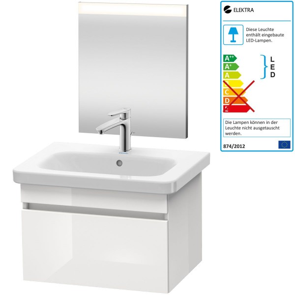 Duravit Better Badmöbel-Set 650 mm Spiegel Armatur Waschtisch inkl. Unterschrank Weiß Hochglanz